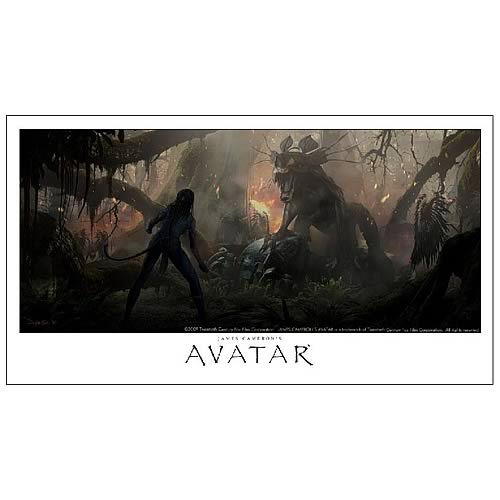 Avatar Neytiri and Thanator Paper Giclee